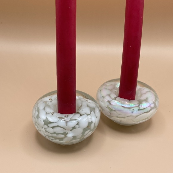 Jan Benda - Krystyna Glass Taper Candle Holder signed Set of 2 - Picture 2 of 13